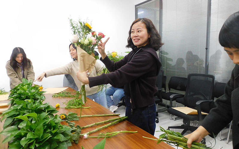 A bouquet of flowers carries a sentiment